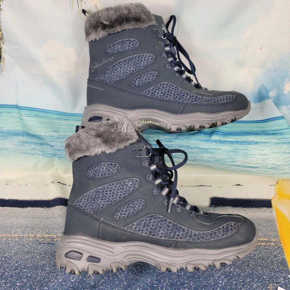 Skechers D Lites Bomb Cyclone Waterproof Winter Boots Womens 9